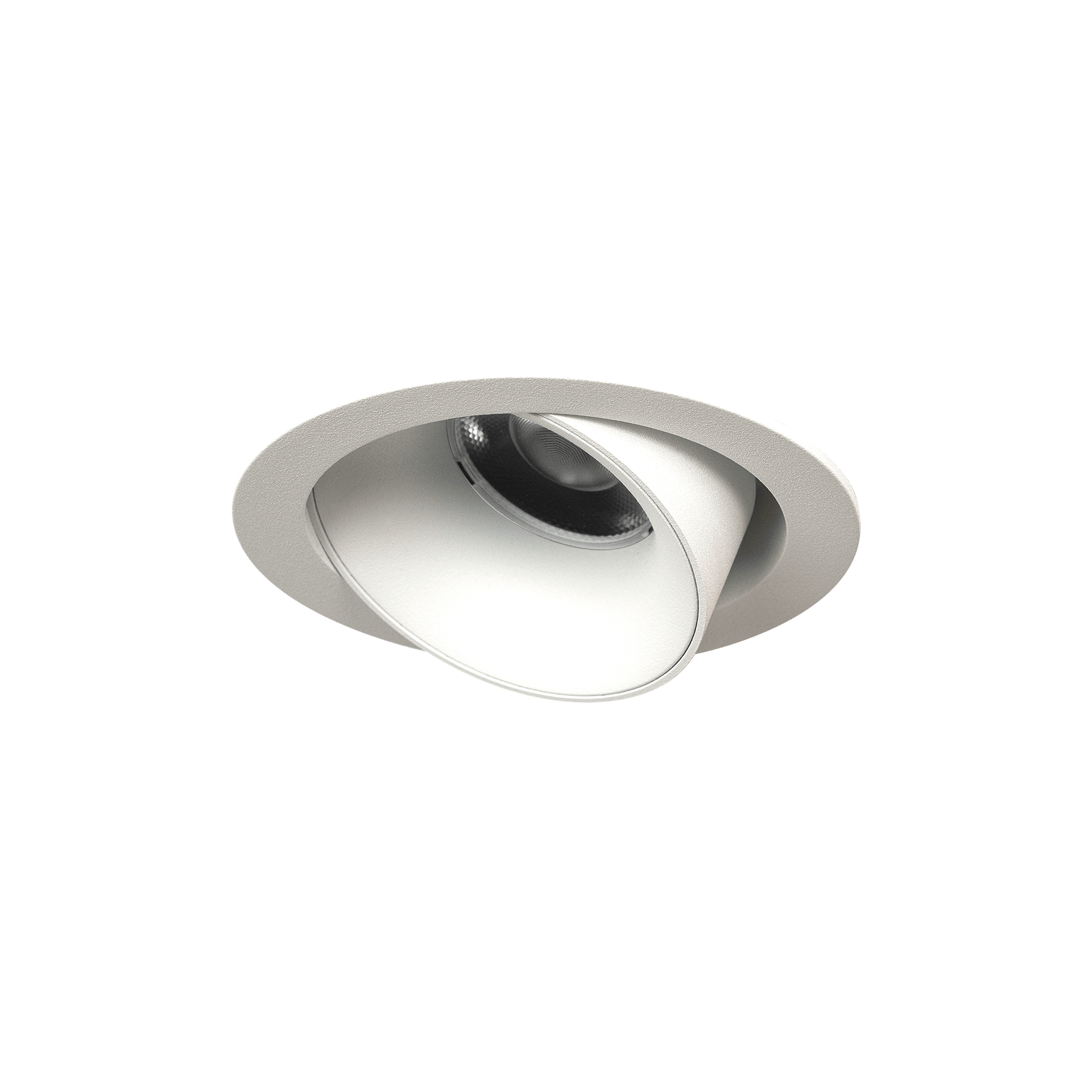 White version of the Carmentas S Lente, an adjustable recessed luminaire designed by Karizma Luce.