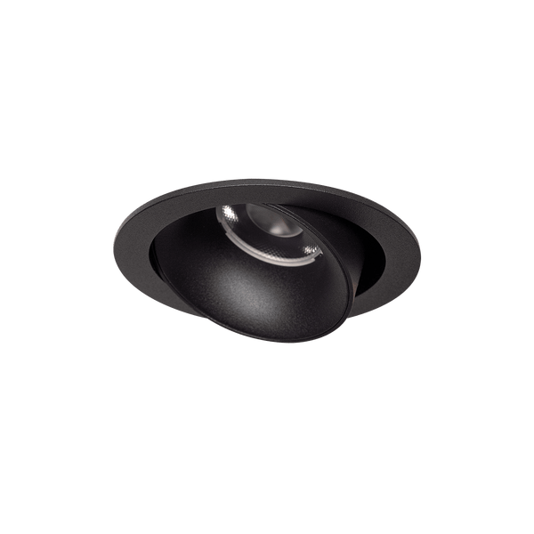 Black version of the Carmentas S Lente, an adjustable recessed luminaire designed by Karizma Luce.