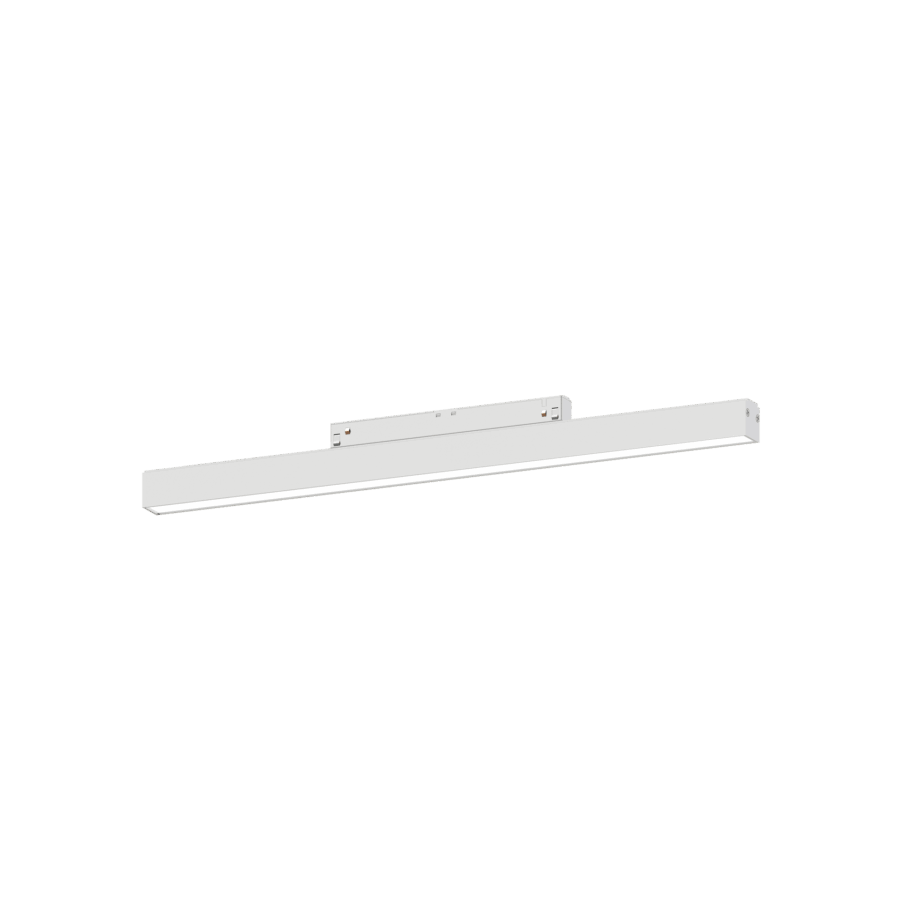 White version of the Linea-Q1/Q2 L Opal, a 48V track luminaire designed by Karizma Luce.