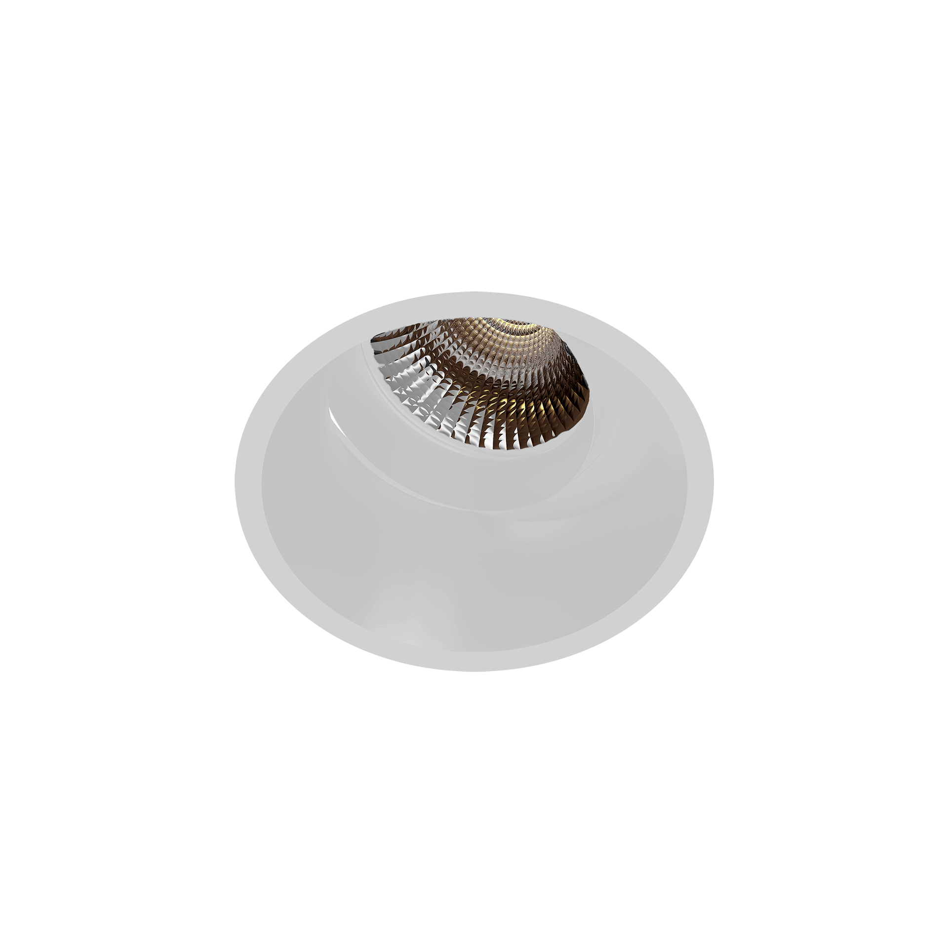 White version of the Profondo Basso Swing, an adjustable led downlight designed by Karizma Luce.
