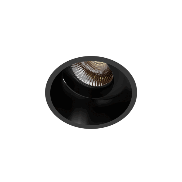 Black version of the Profondo Basso Swing, an adjustable led downlight designed by Karizma Luce.