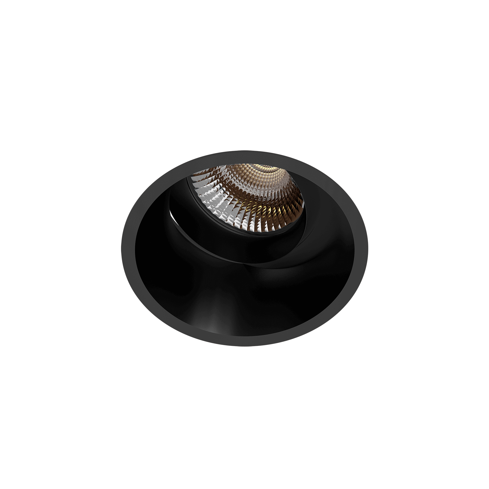 Black version of the Profondo Basso Swing, an adjustable led downlight designed by Karizma Luce.