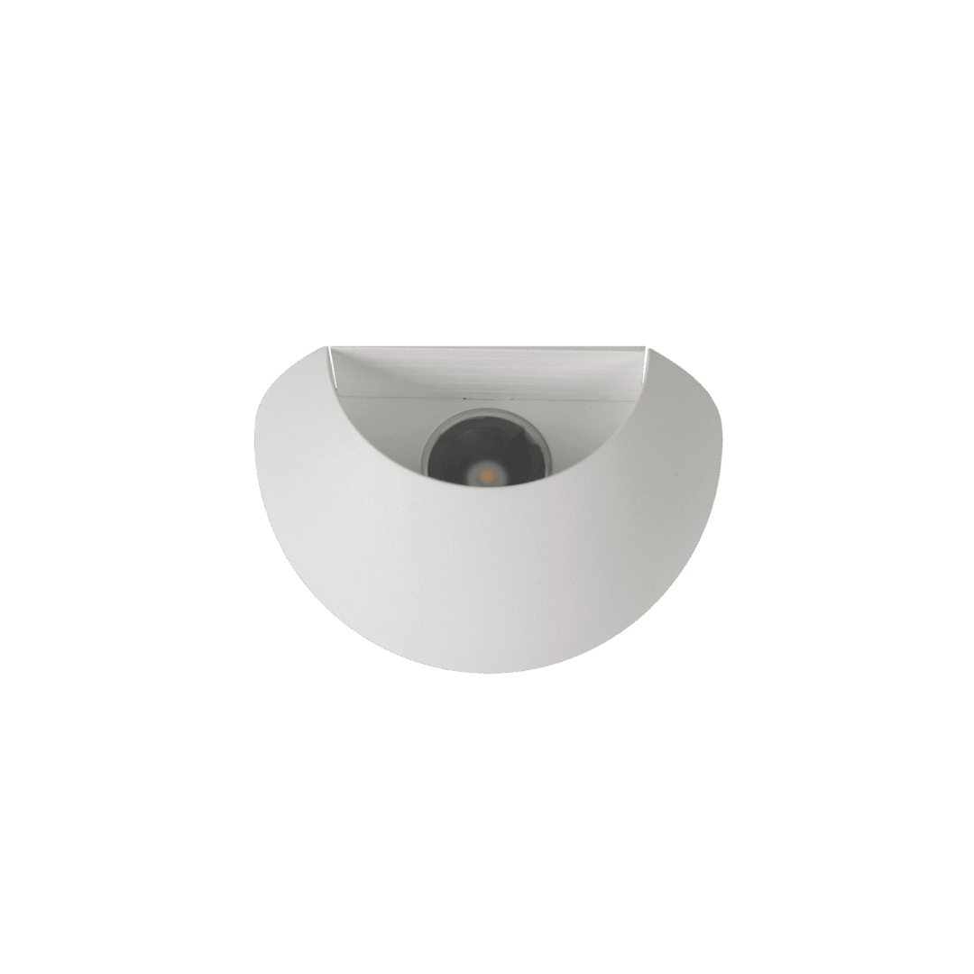 White version of the Dea Eros M MU (detail), a wall-mounted luminaire designed by Karizma Luce.