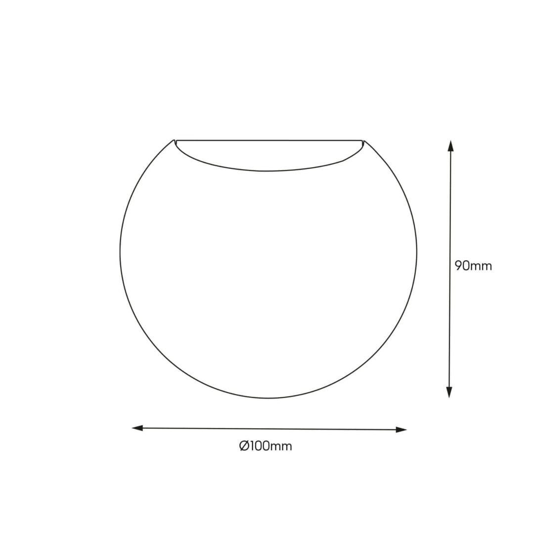 Technical drawing of the Dea Eros M MU, a wall-mounted luminaire, illustrating detailed dimensions and design specifications.