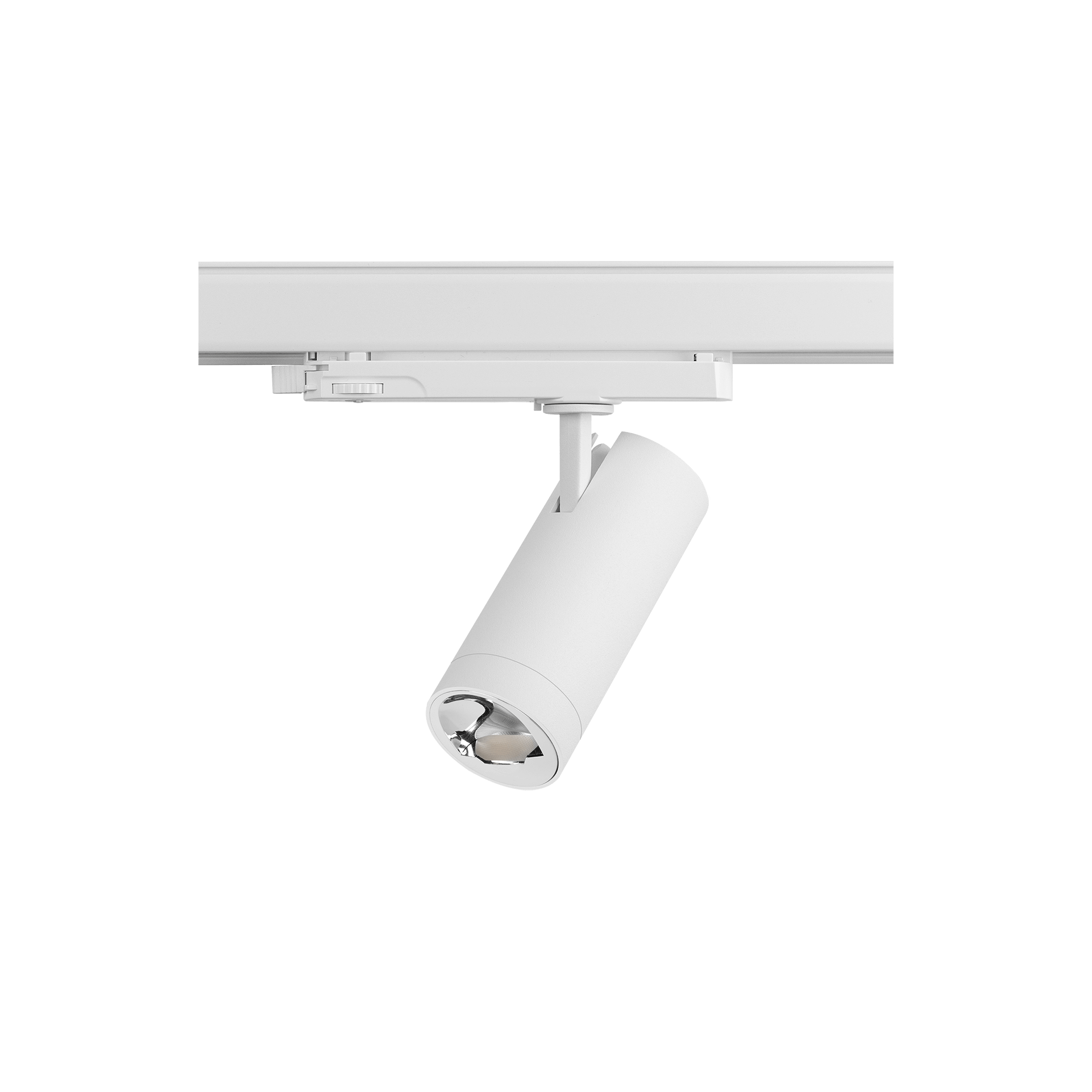 White version of the Caro AS (Wall Washer), a 220V track spot designed by Karizma Luce.
