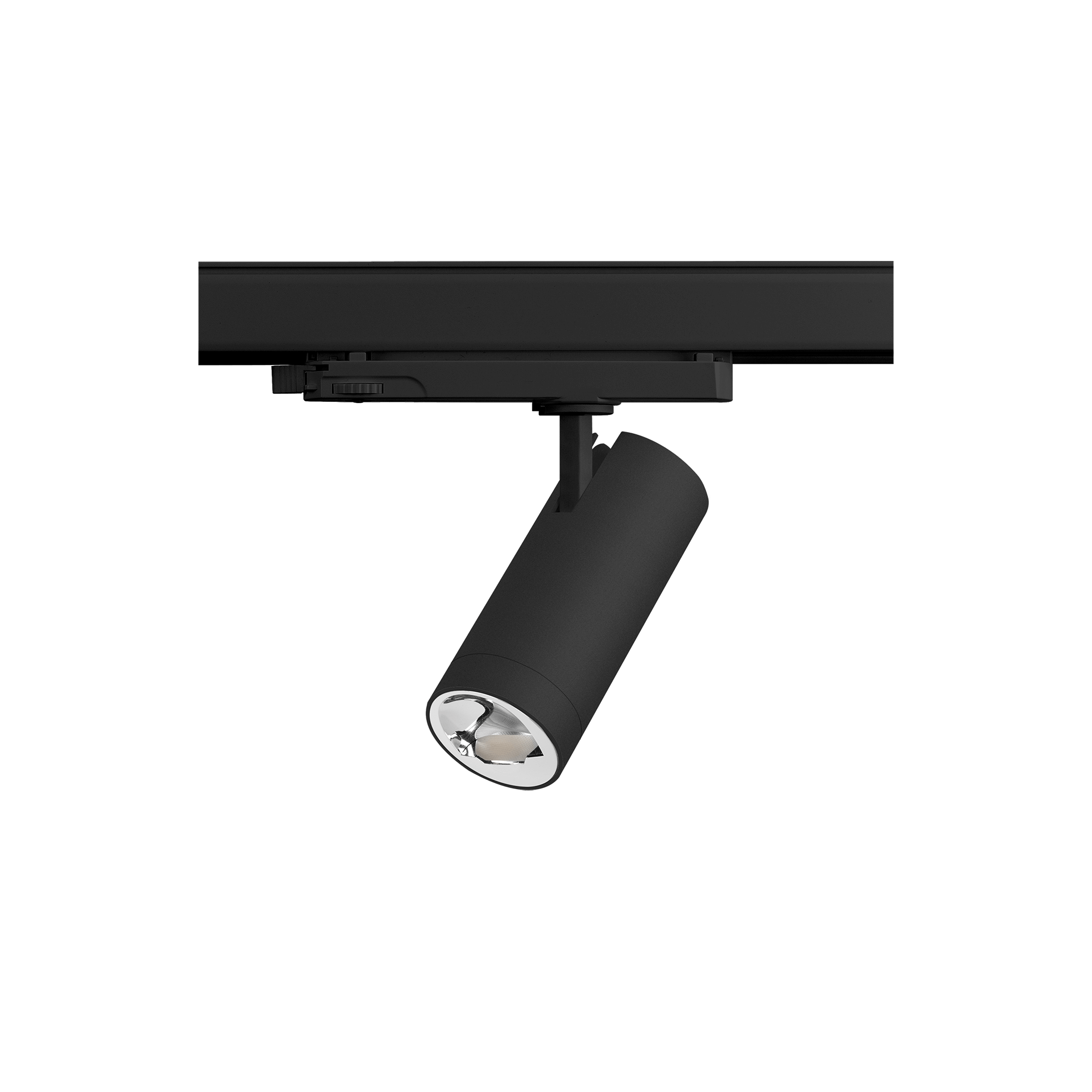 Black version of the Caro AS (Wall Washer), a 220V track spot designed by Karizma Luce.