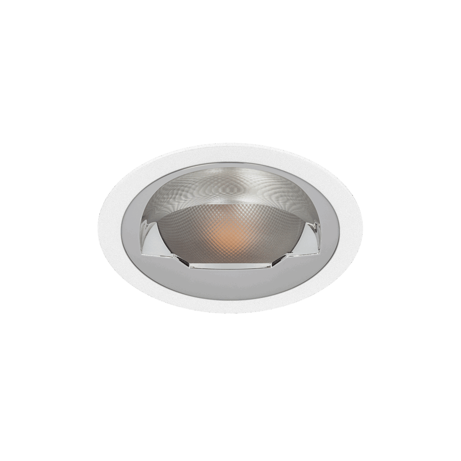 White version of the Dea Amata M AS, a fixed recessed downlight designed by Karizma Luce.