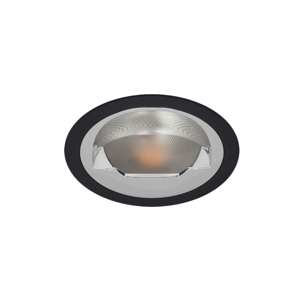 Black version of the Dea Amata M AS, a fixed recessed downlight designed by Karizma Luce.