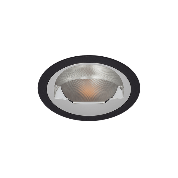 Black version of the Dea Amata M AS, a fixed recessed downlight designed by Karizma Luce.