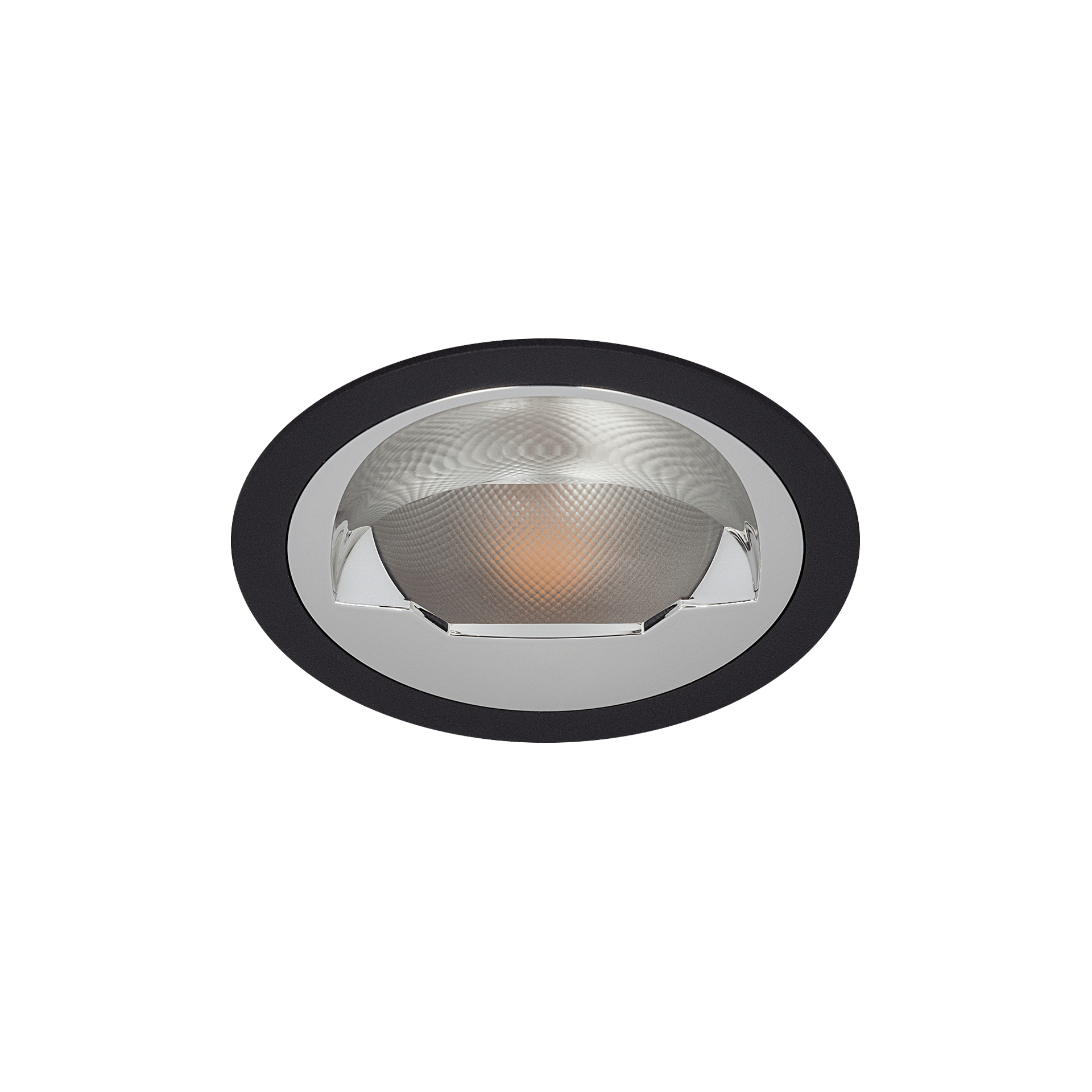 Black version of the Dea Amata M AS, a fixed recessed downlight designed by Karizma Luce.