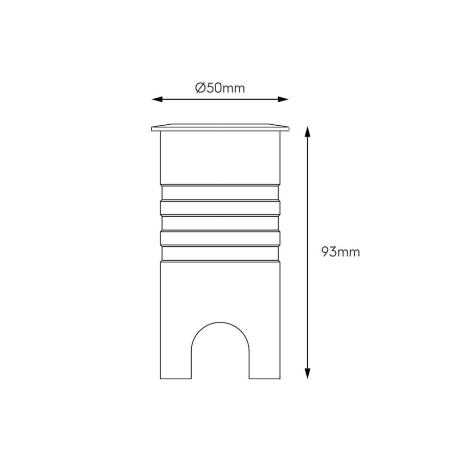 Technical drawing of the Gaia S, an outdoor luminaire, illustrating detailed dimensions and design specifications.