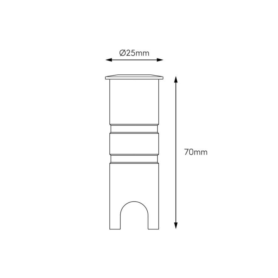 Technical drawing of the Gaia XS, an outdoor luminaire, illustrating detailed dimensions and design specifications.