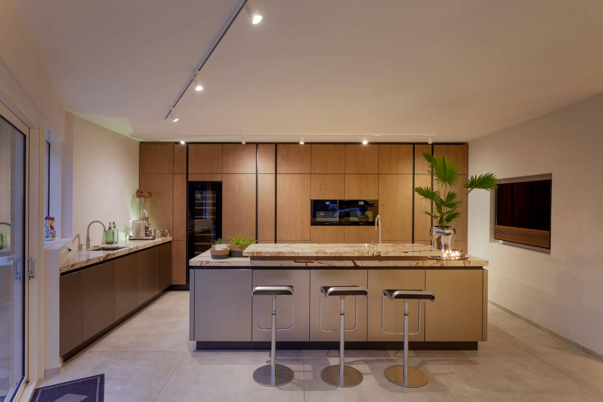 Kitchen with track lighting