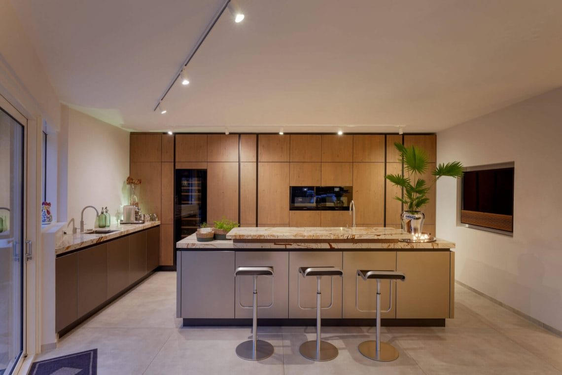 Kitchen with track lighting