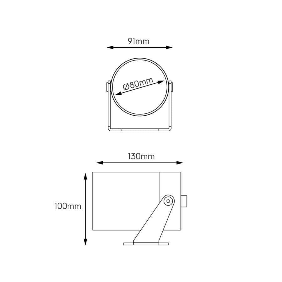 Technical drawing of the Artemis L, an outdoor luminaire, illustrating detailed dimensions and design specifications.