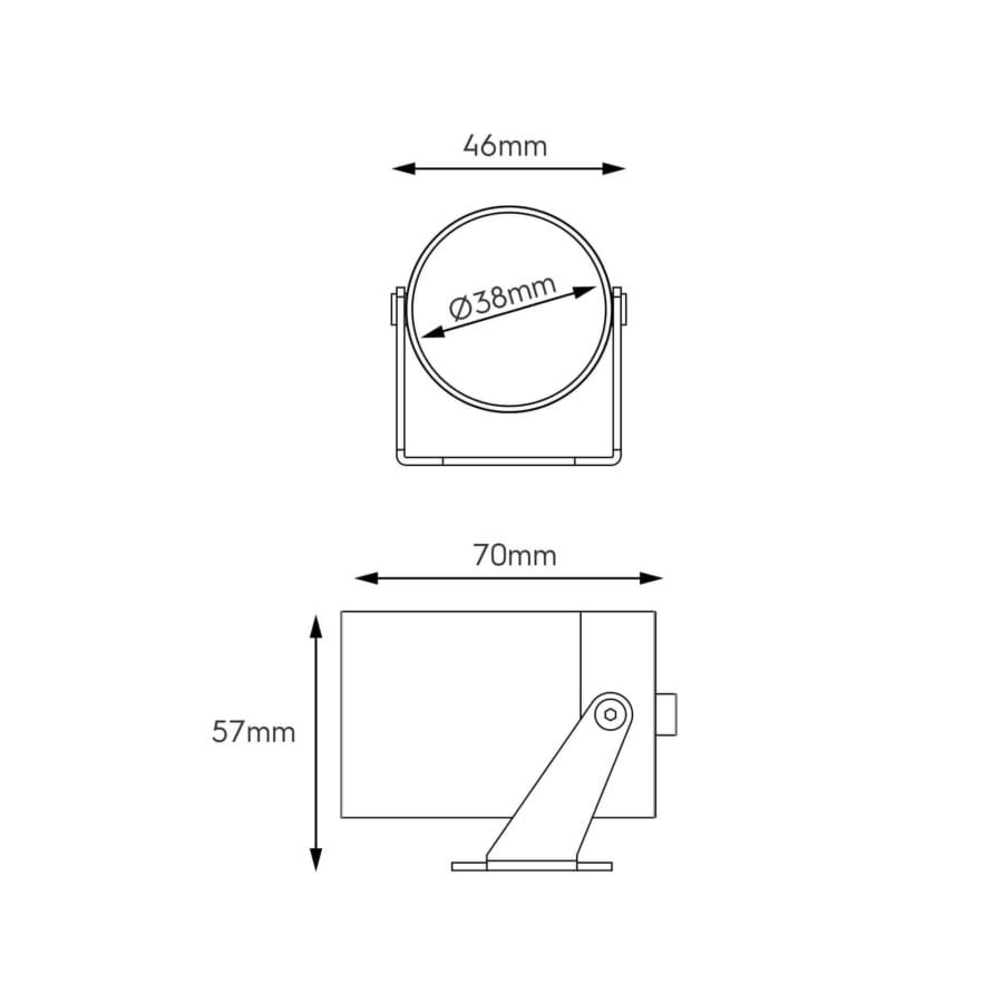 Technical drawing of the Artemis S, an outdoor luminaire, illustrating detailed dimensions and design specifications.