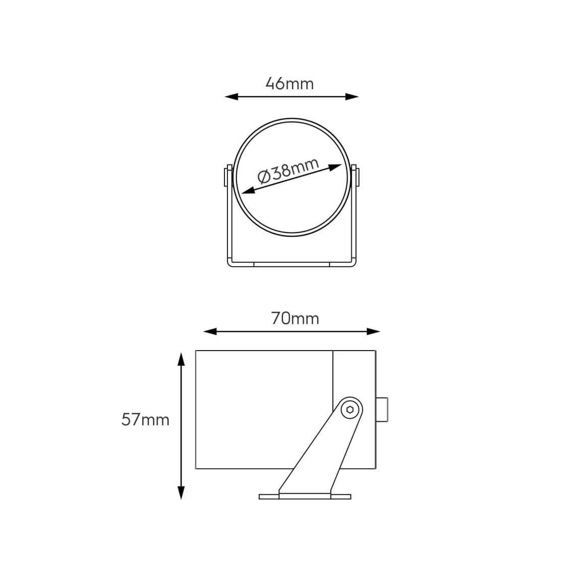 Technical drawing of the Artemis S, an outdoor luminaire, illustrating detailed dimensions and design specifications.