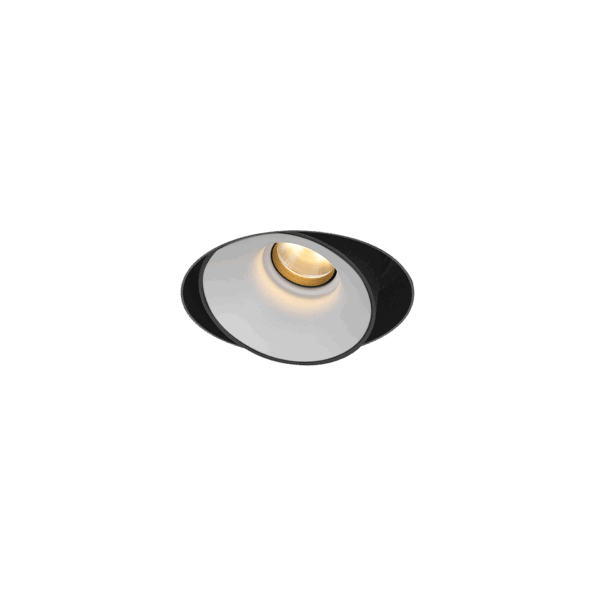 Black version of the Dea Devi M (trimless) with white reflector, a modular fixture designed by Karizma Luce.