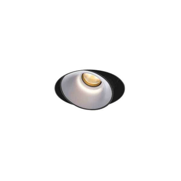 Black version of the Dea Devi M (trimless) with chrome reflector, a modular fixture designed by Karizma Luce.