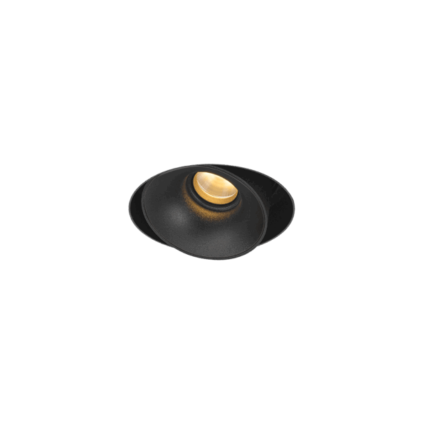 Black version of the Dea Devi M (trimless) with black matt reflector, a modular fixture designed by Karizma Luce.