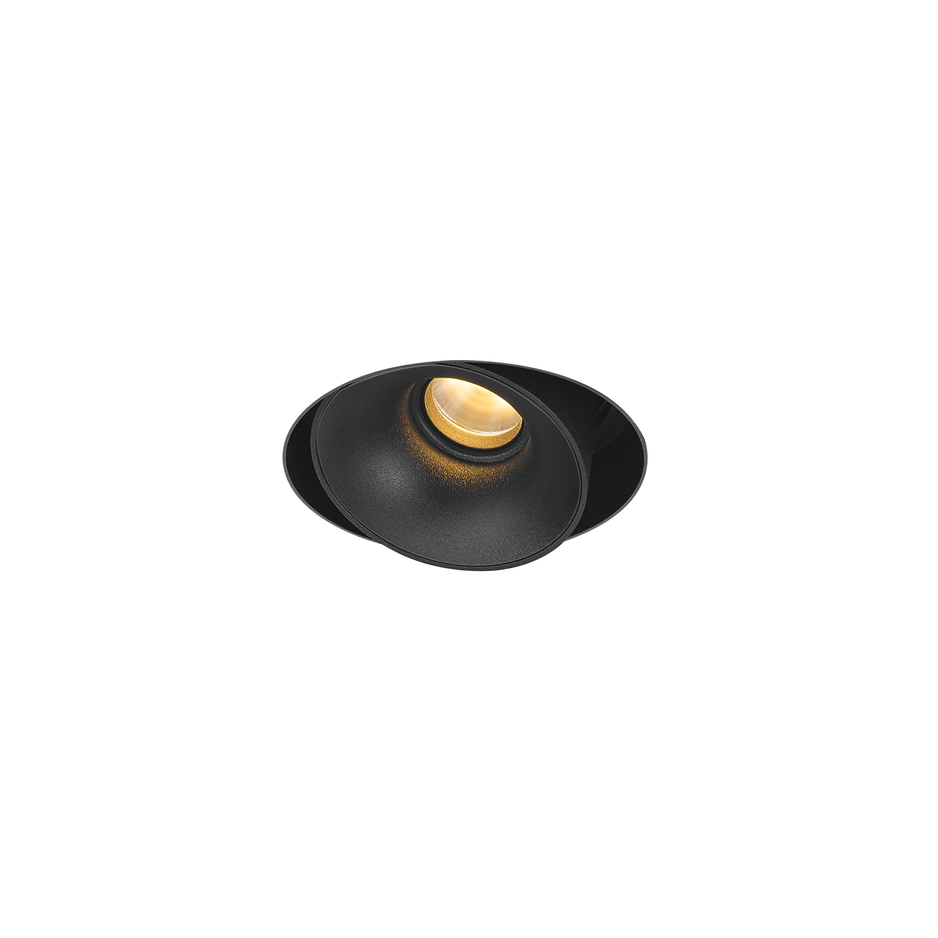 Black version of the Dea Devi M (trimless) with black matt reflector, a modular fixture designed by Karizma Luce.