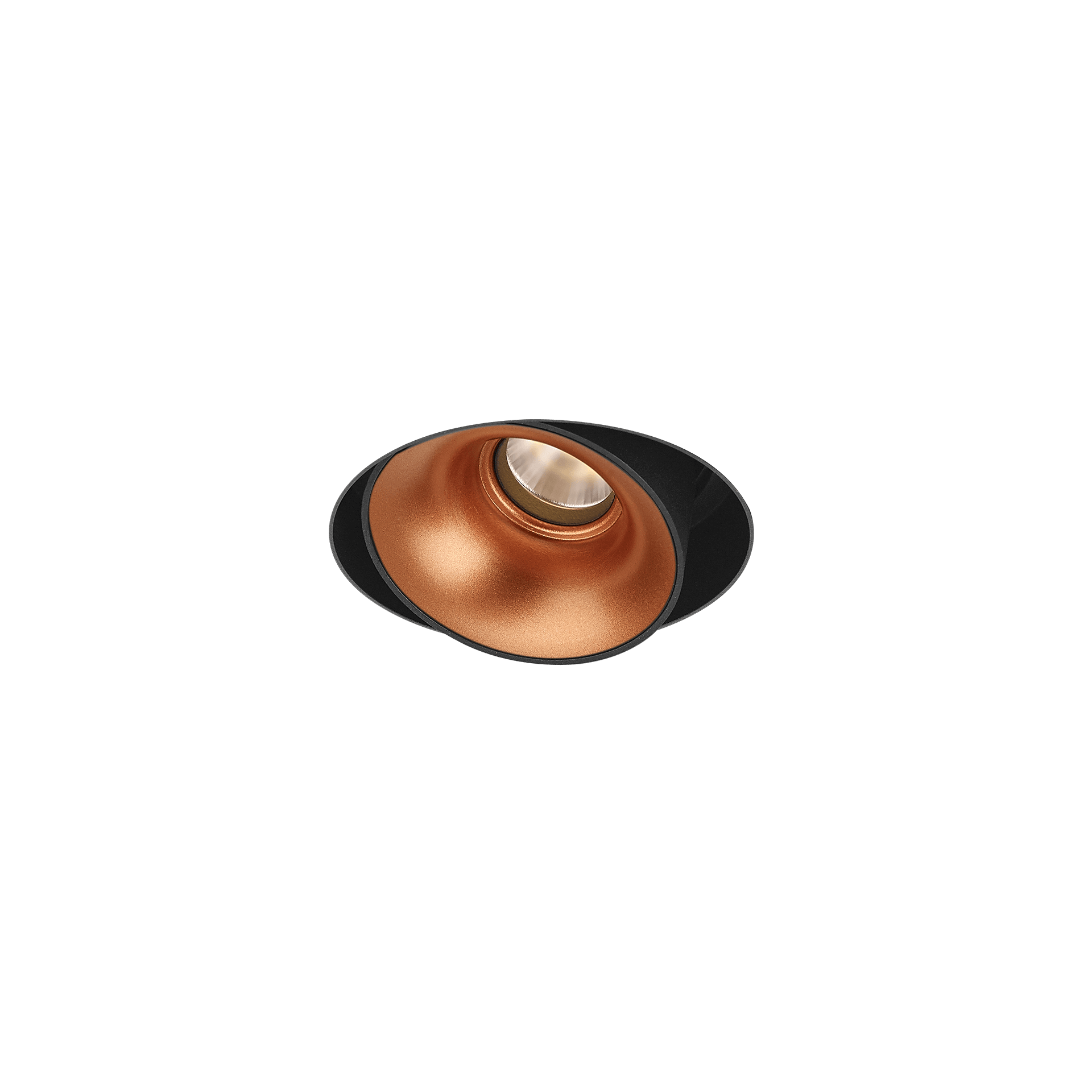 Black version of the Dea Devi M (trimless) with copper reflector, a modular fixture designed by Karizma Luce.