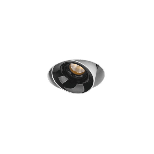 White version of the Dea Devi M (trimless) with black gloss reflector, a modular fixture designed by Karizma Luce.