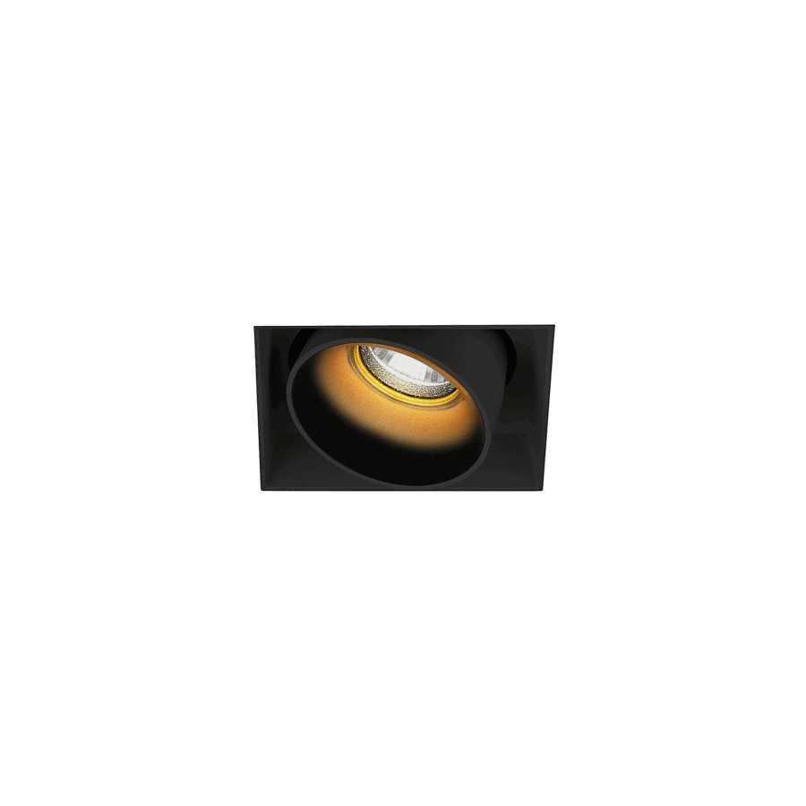 Black version of the Dea Dion M (trimless) with black gloss reflector, a modular fixture designed by Karizma Luce.