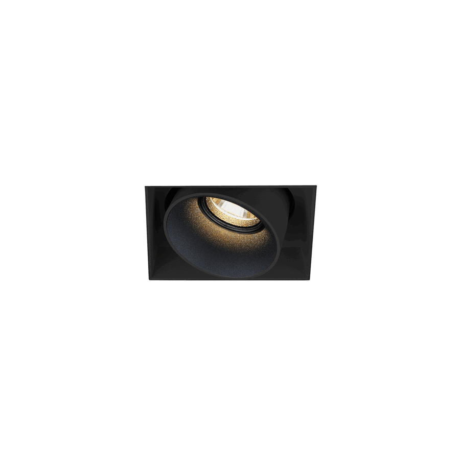 Black version of the Dea Dion M (trimless) with black matt reflector, a modular fixture designed by Karizma Luce.