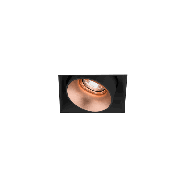 Black version of the Dea Dion M (trimless) with copper reflector, a modular fixture designed by Karizma Luce.