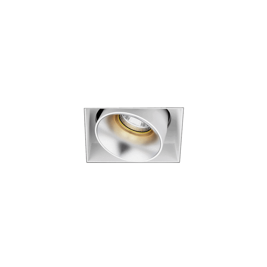 White version of the Dea Dion M (trimless) with silver reflector, a modular fixture designed by Karizma Luce.