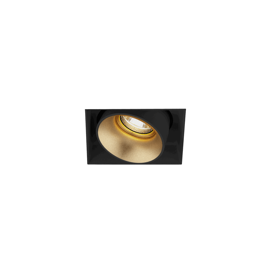 Black version of the Dea Dion M (trimless) with golden reflector, a modular fixture designed by Karizma Luce.