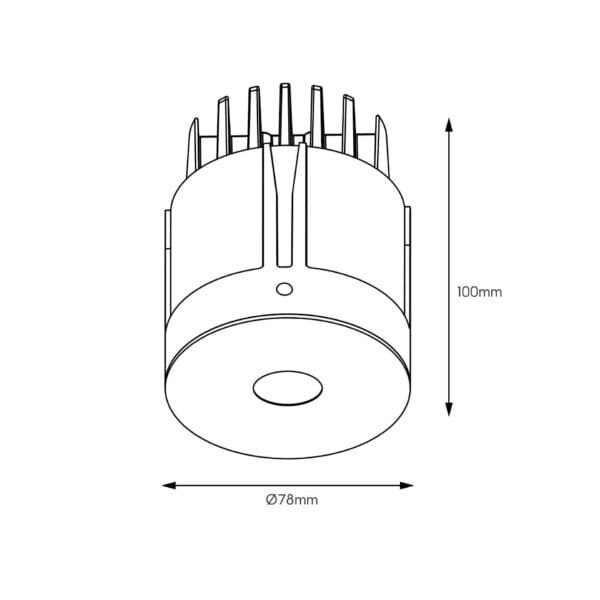 Technical drawing of the Dea Stella M, a recessed pin hole luminaire, illustrating detailed dimensions and design specifications.