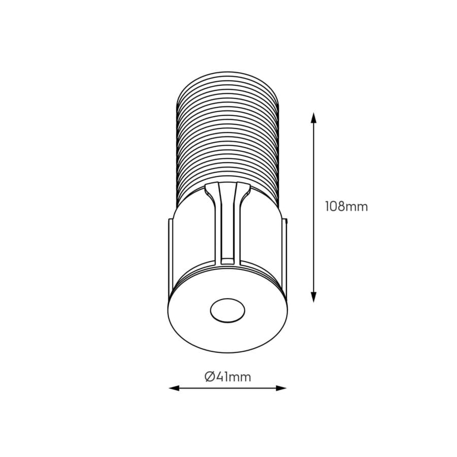 Technical drawing of the Dea Stella XS, a recessed pin hole luminaire, illustrating detailed dimensions and design specifications.
