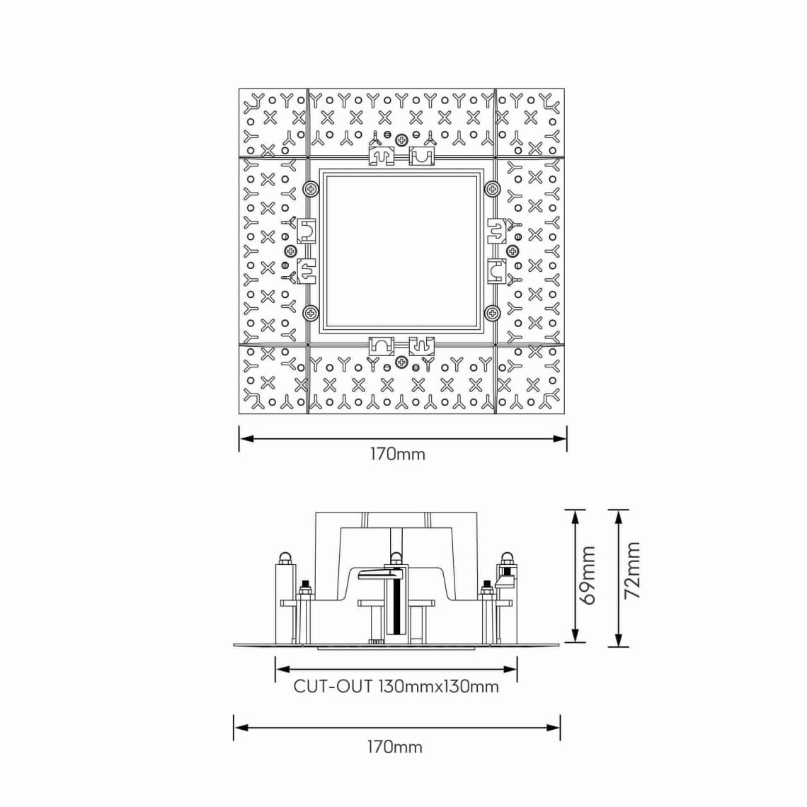 Dea-Athena-M-TL-Quadra-Quadra-3 Technical drawing of theDea Athena M T Quadra Quadra, a versatile modular system, illustrating detailed dimensions and design specifications.