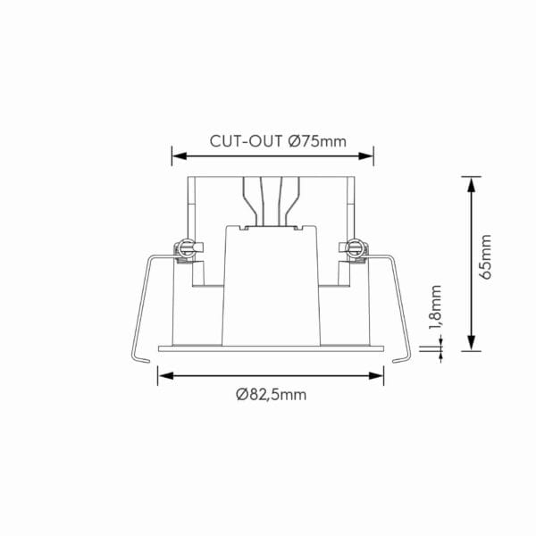 Technical drawing of the Dea Athena S T Rondo Rondo, a versatile modular system, illustrating detailed dimensions and design specifications.