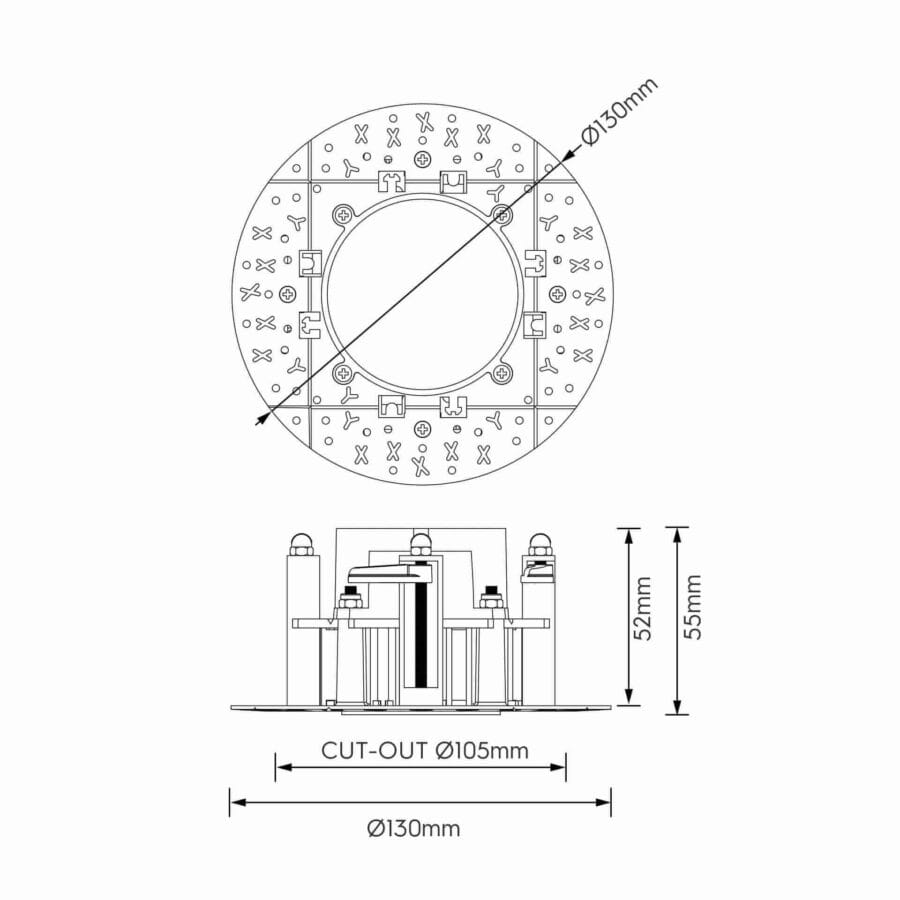 Technical drawing of the Dea Athena S TL Rondo Rondo, a versatile modular system, illustrating detailed dimensions and design specifications.