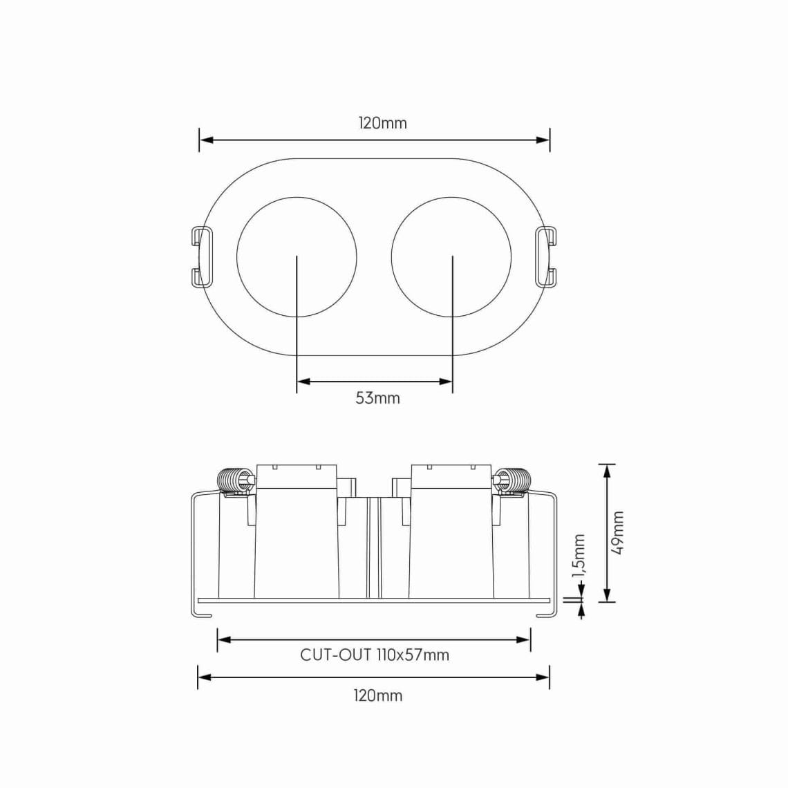 Dea-Athena-XS-T-Rondo-Rondo-duo-3 Technical drawing of the Dea Athena XS T Rondo Rondo duo, a versatile modular system, illustrating detailed dimensions and design specifications.