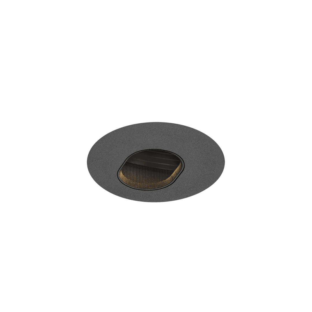 Black version of the Dea Chiara M (trimless), a recessed adjustable pin hole luminaire designed by Karizma Luce.