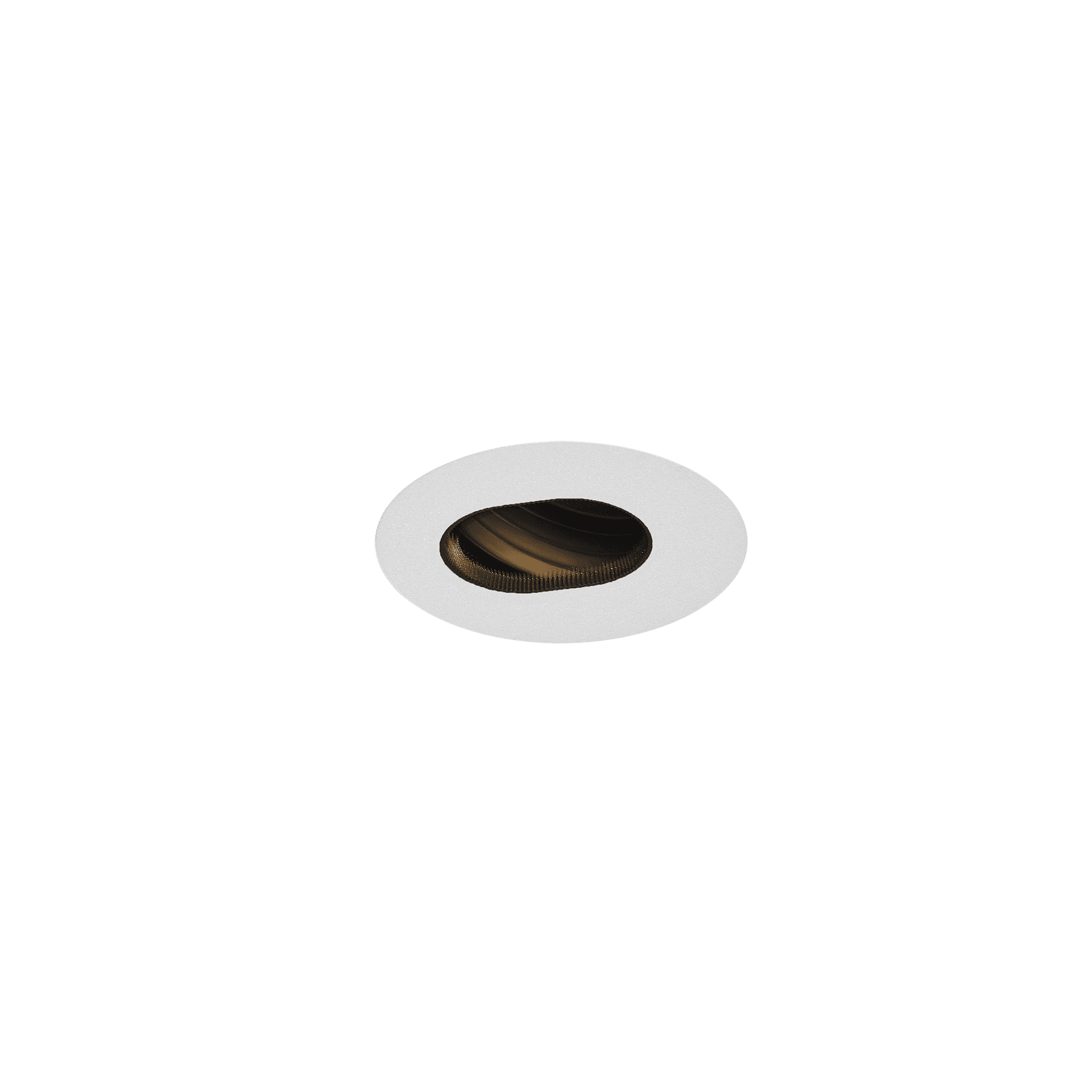White version of the Dea Chiara S (trimless), a recessed adjustable pin hole luminaire designed by Karizma Luce.