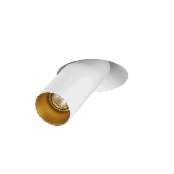 White version of the Dea Durga M with golden reflector, a versatile modular fixture designed by Karizma Luce.