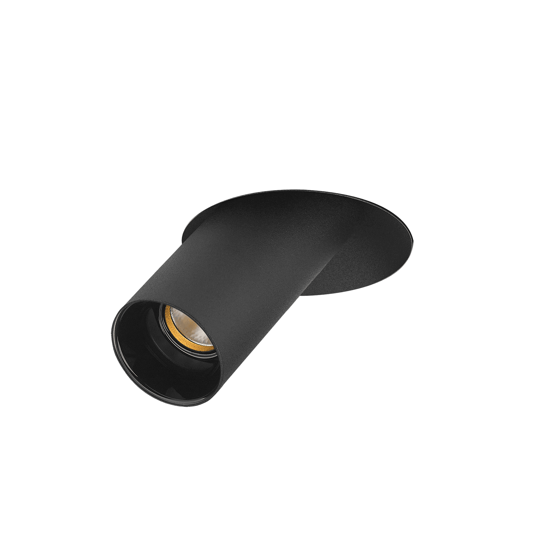 Black version of the Dea Durga M with black gloss reflector, a versatile modular fixture designed by Karizma Luce.