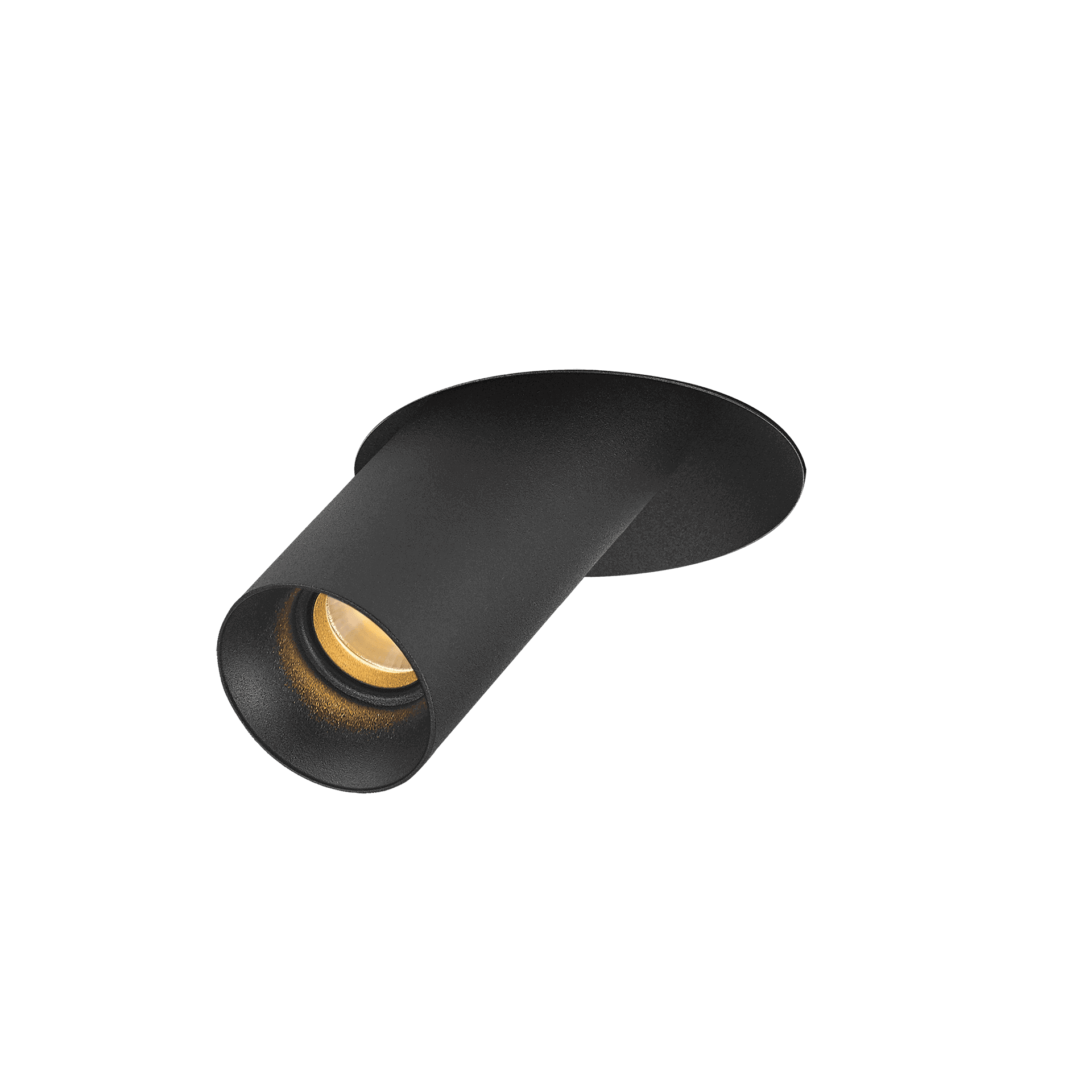 Black version of the Dea Durga M with black matt reflector, a versatile modular fixture designed by Karizma Luce.