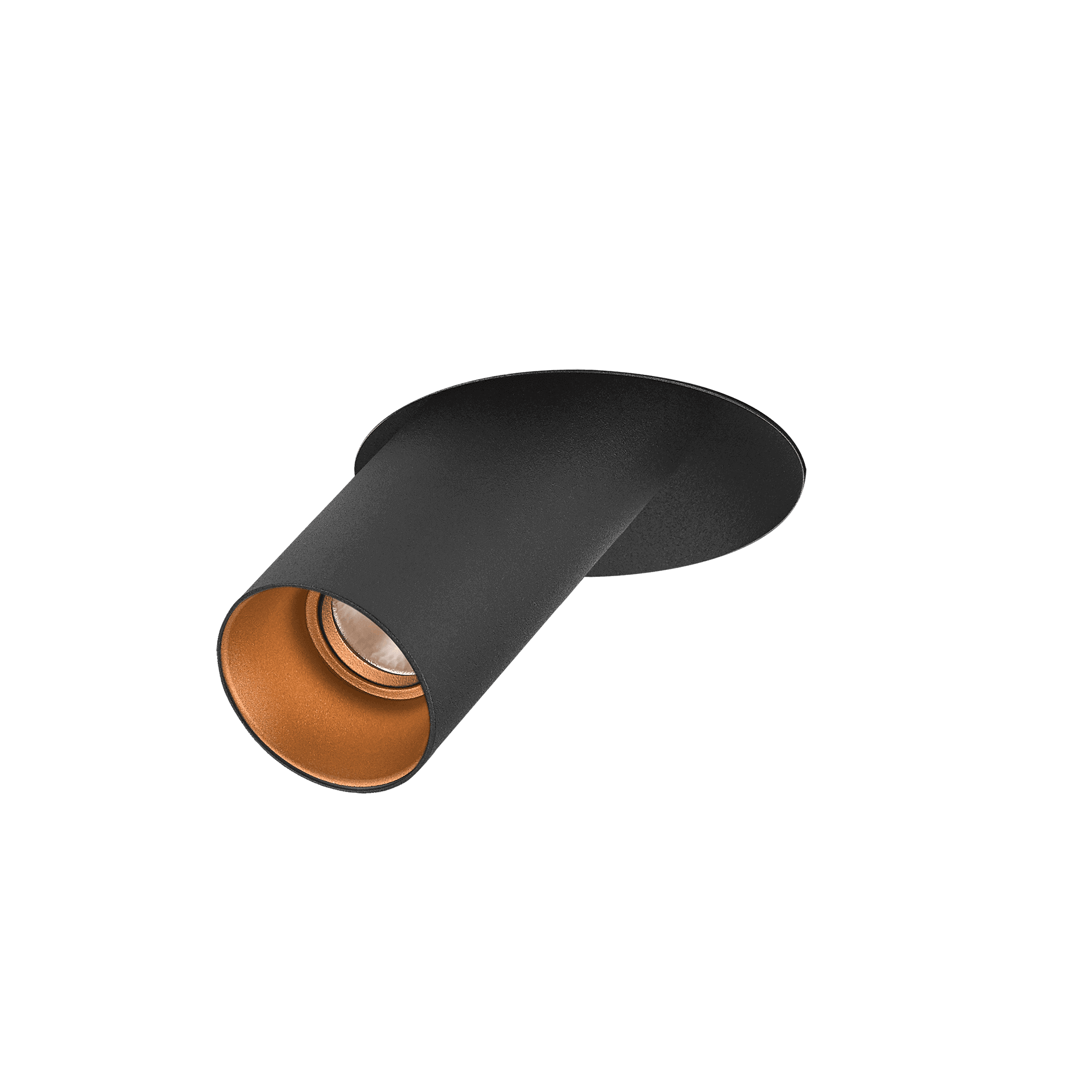 Black version of the Dea Durga M with copper reflector, a versatile modular fixture designed by Karizma Luce.