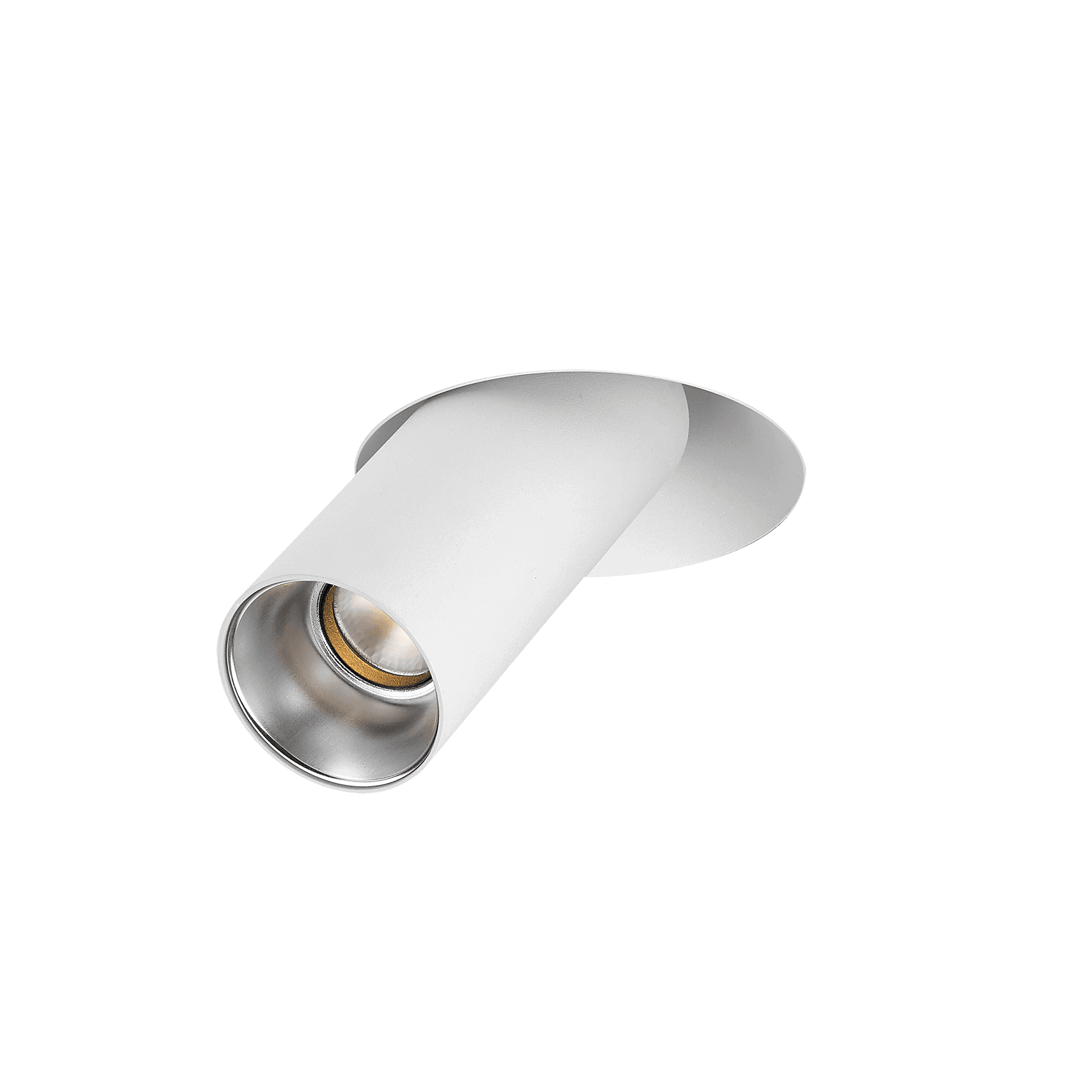 White version of the Dea Durga M with silver reflector, a versatile modular fixture designed by Karizma Luce.