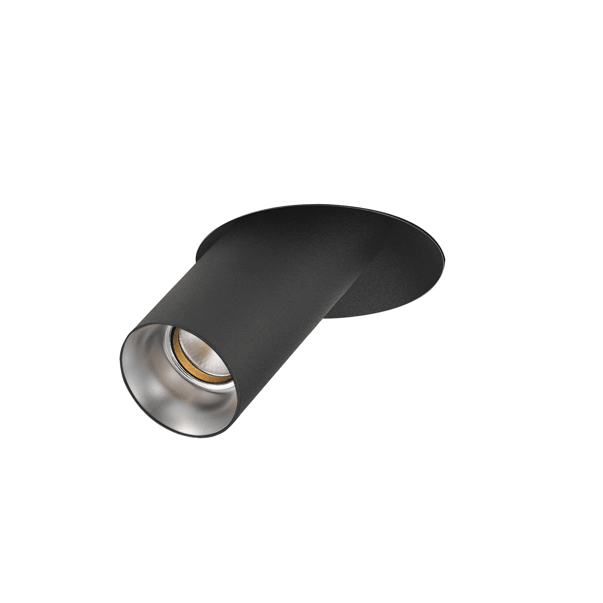 Black version of the Dea Durga M with silver reflector, a versatile modular fixture designed by Karizma Luce.