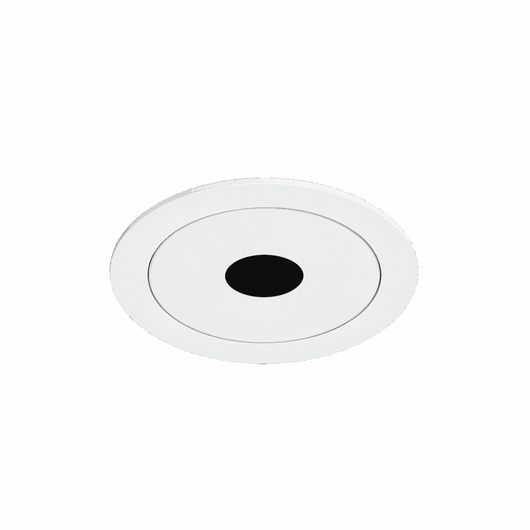 White version of the Dea Stella M (trim), a recessed pin hole luminaire designed by Karizma Luce.