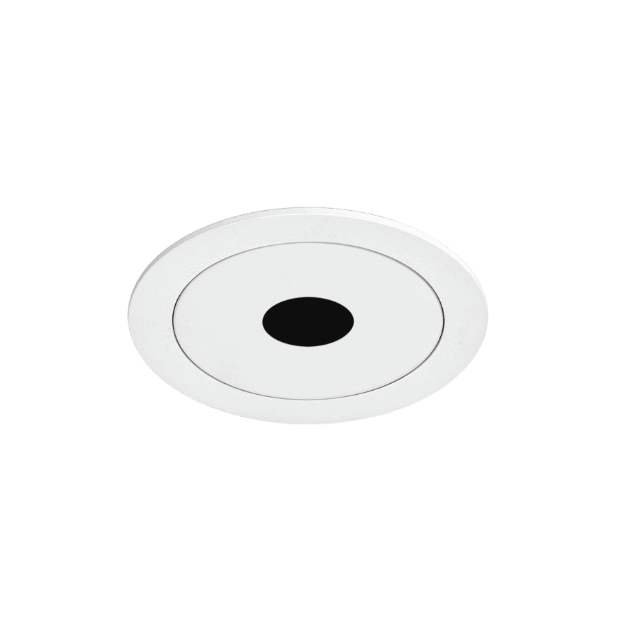 White version of the Dea Stella M (trim), a recessed pin hole luminaire designed by Karizma Luce.