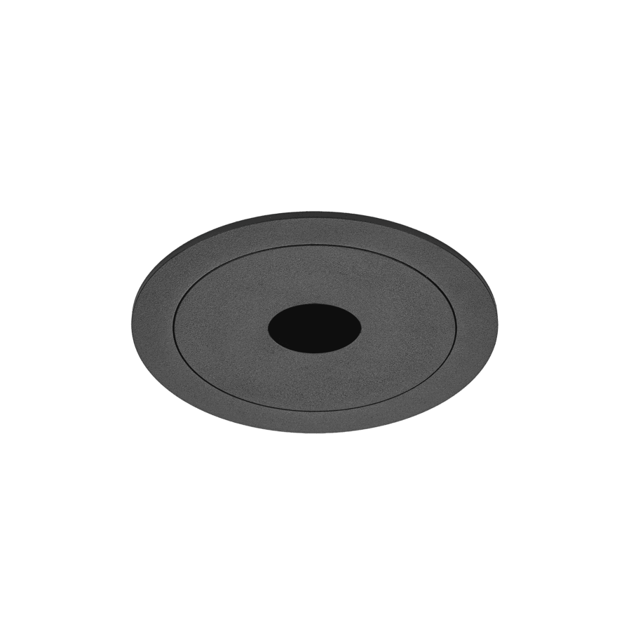 Black version of the Dea Stella M (trim), a recessed pin hole luminaire designed by Karizma Luce.