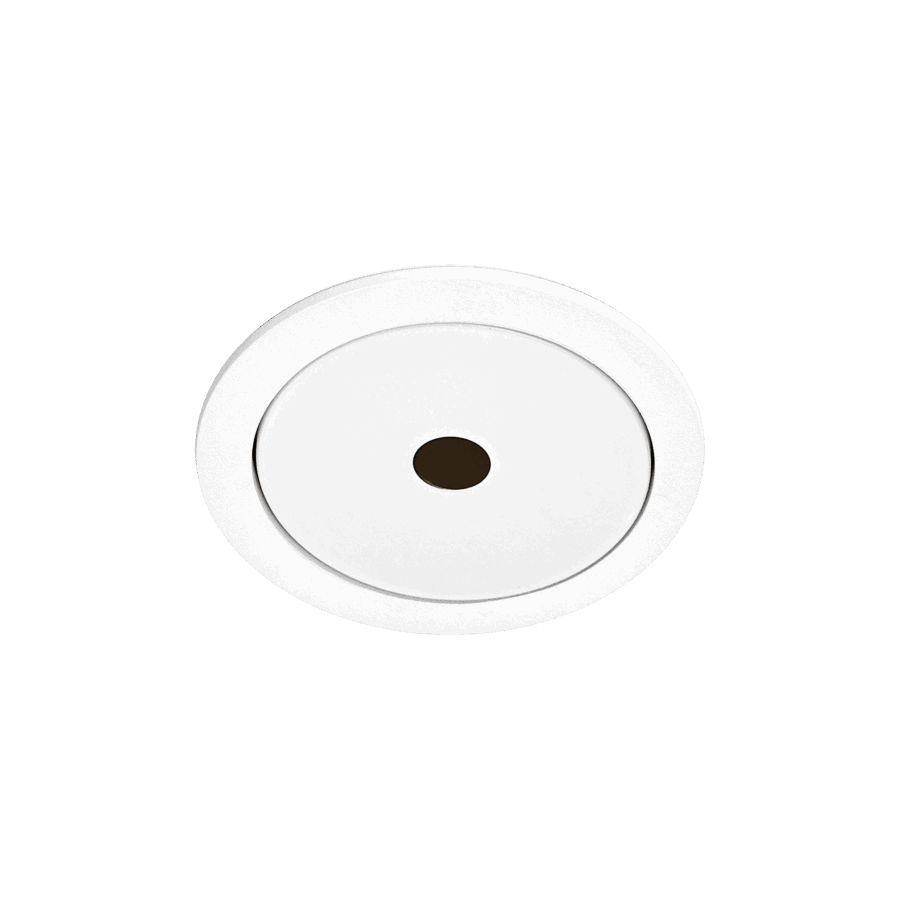 White version of the Dea Stella S (trim), a recessed pin hole luminaire designed by Karizma Luce.